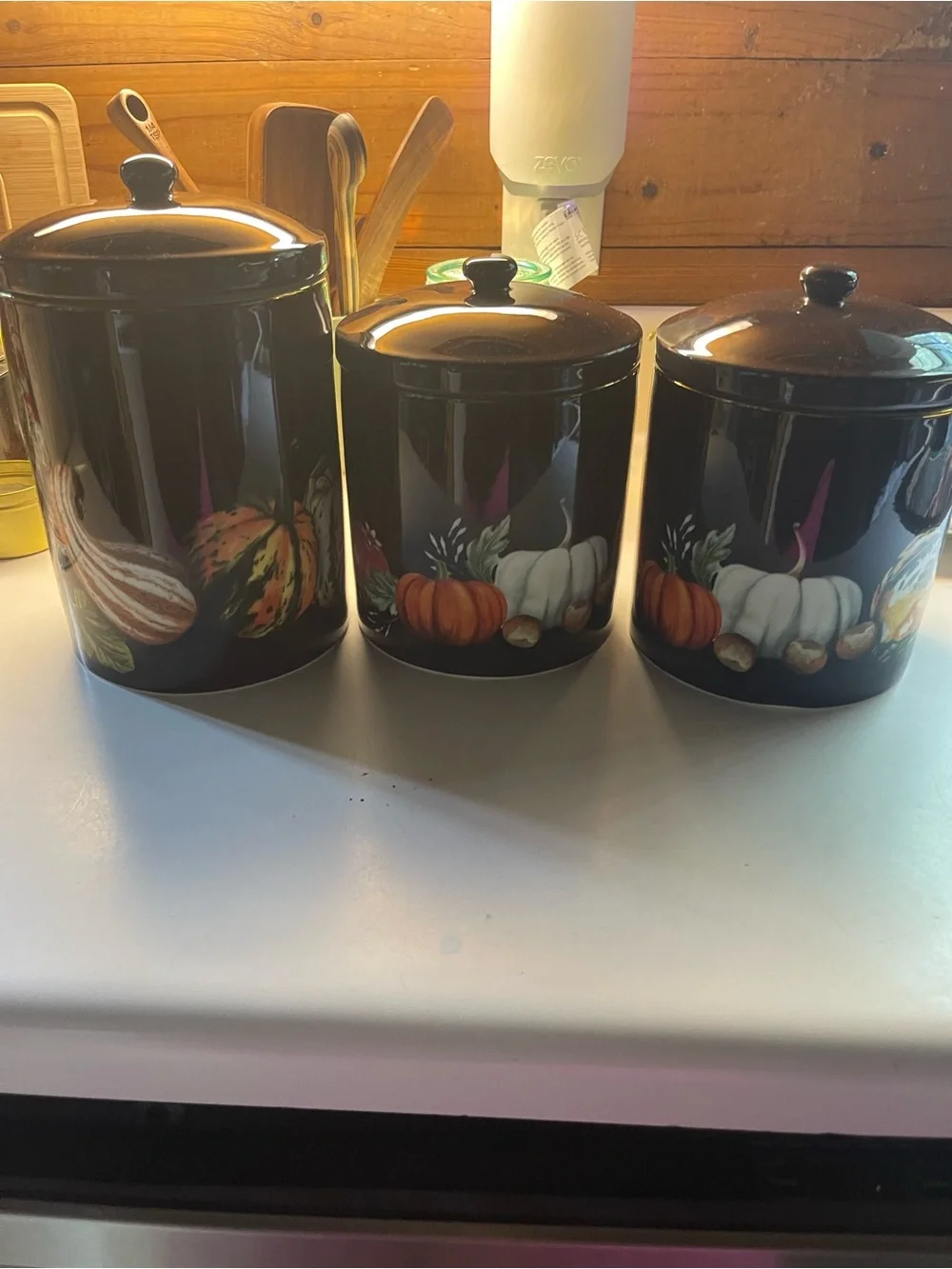 Autumn Harvest Ceramic Canister Set - Pumpkin & Gourd Design Williams Sonoma